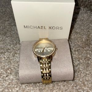 MICHAEL KORS | Melissa Pavé Logo Gold-Tone Watch | Style # MK4371